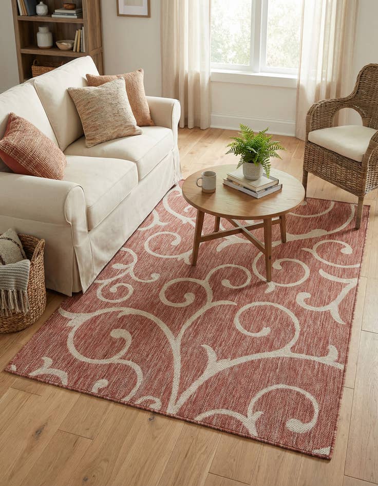 Detail image of 4' x 6' Easy-Clean Botanical Indoor / Outdoor Rug