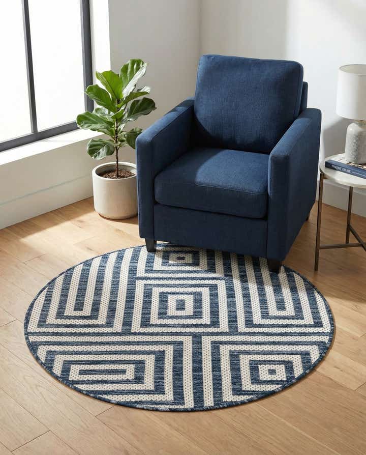 3' x 3' Easy-Clean Modern Indoor / Outdoor Round Rug