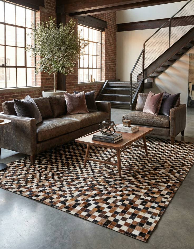 Detail image of 5' 5 x 7' 7 Cowhide Stocks Rug