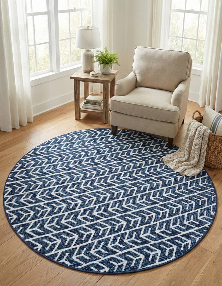 Detail image of 7' x 7'  Washable Sabrina Soto Aston Indoor / Outdoor Round Rug