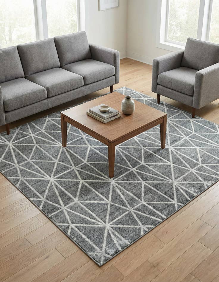 Detail image of 7' x 7' Lattice Trellis Square Rug