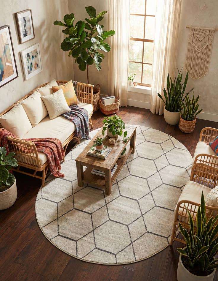 Detail image of 7' 10 x 10' Lattice Frieze Oval Rug