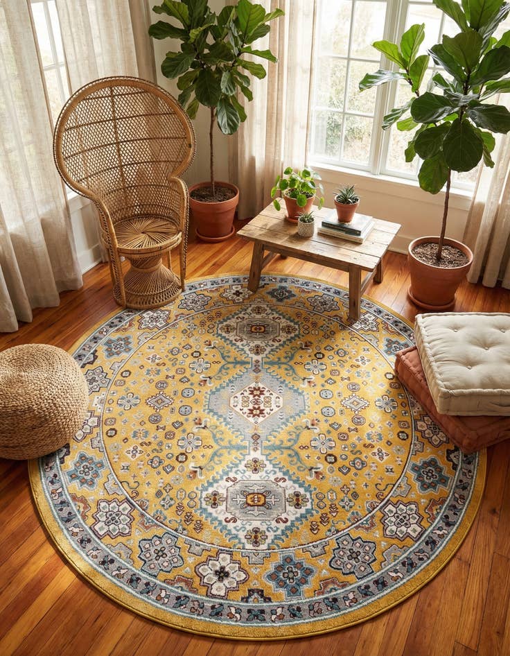 Detail image of 7' 10 x 7' 10 Kamala Washable Round Rug