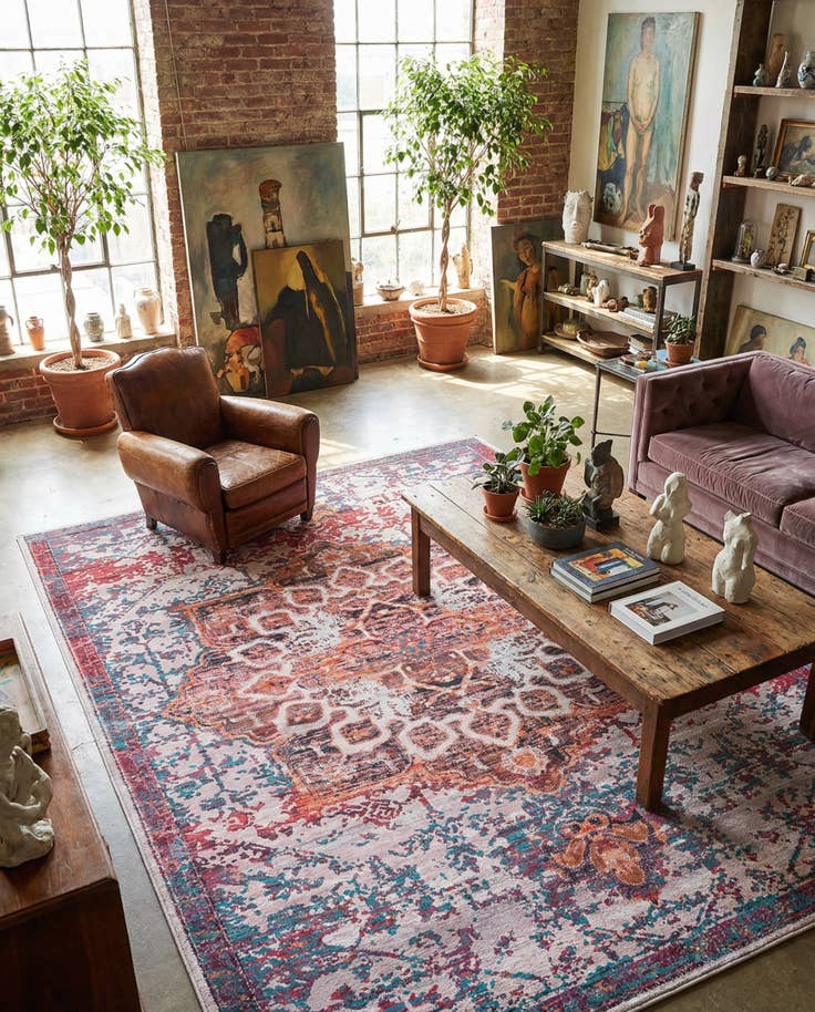 Detail image of 7' 10 x 11' Washable Renaissance Rug