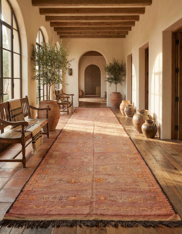 Detail image of 6' 2 x 13' 5 Hand Knotted Moroccan Wool Runner Rug