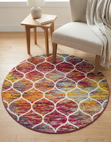 Lattice Frieze Round Rug