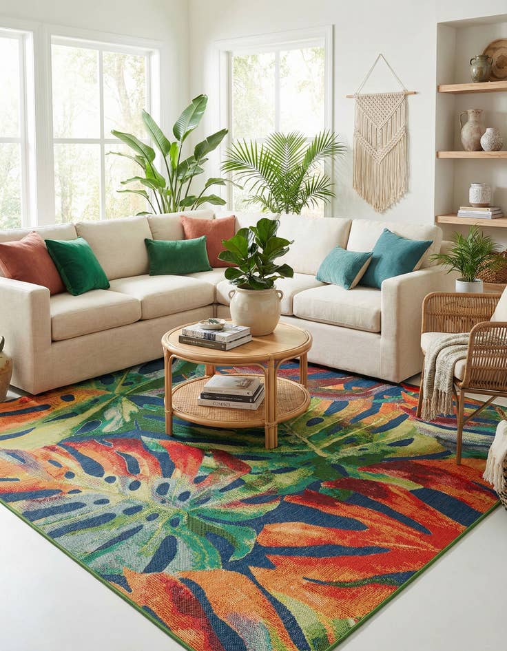 Detail image of 10' x 10' Washable Baja Indoor / Outdoor Square Rug