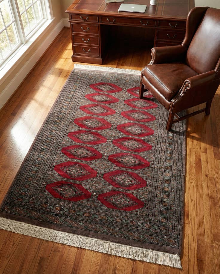 Detail image of 4' x 6' 1 Hand Knotted Bokhara Oriental Wool Rug