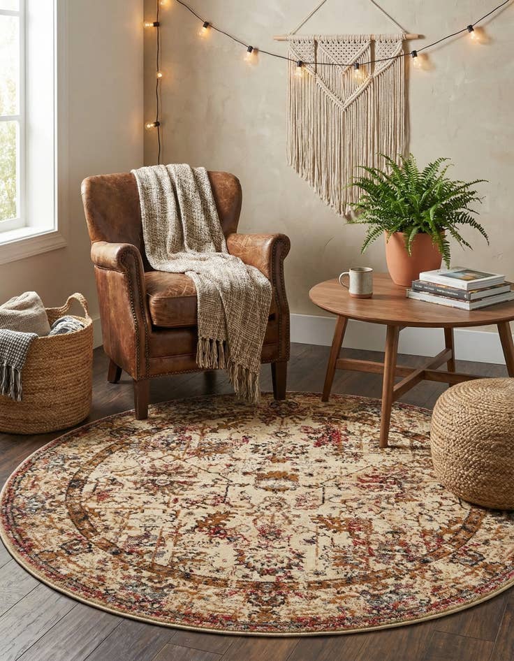 Detail image of 5' 3 x 5' 3 Saturn Round Rug