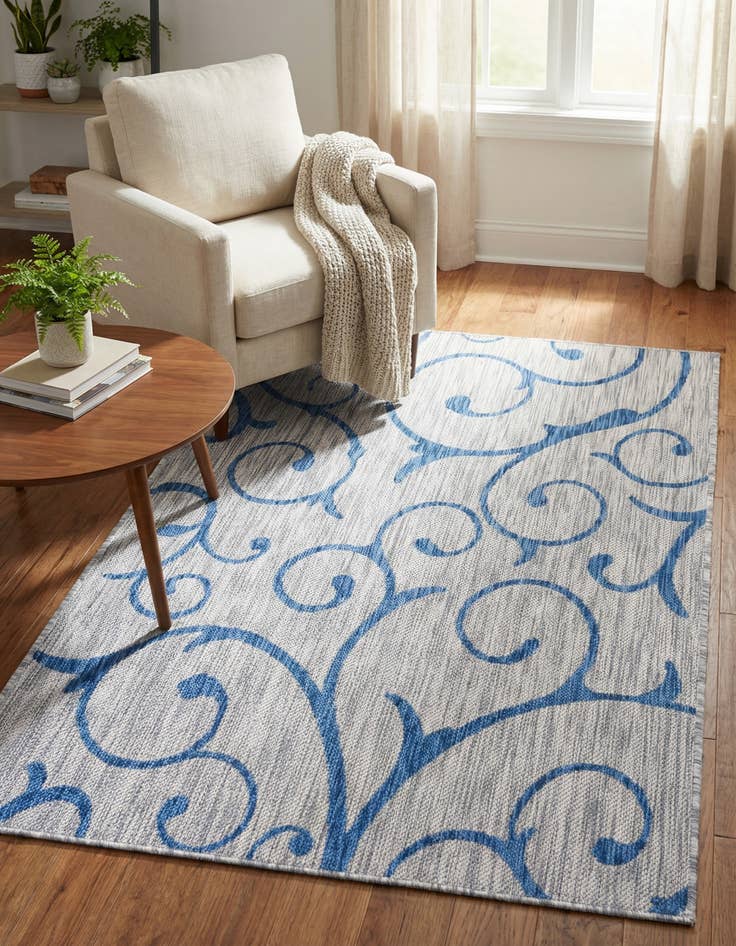 Detail image of 4' x 6'  Washable Botanical Indoor / Outdoor Rug