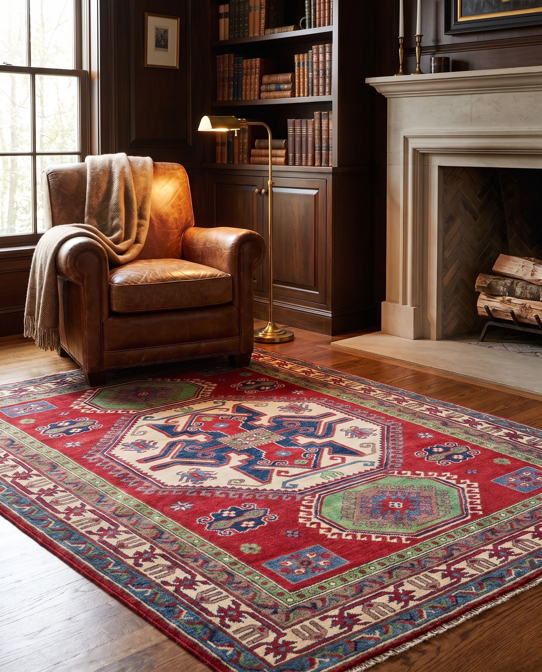 160cm x 215cm Hand Knotted Kazak Rug