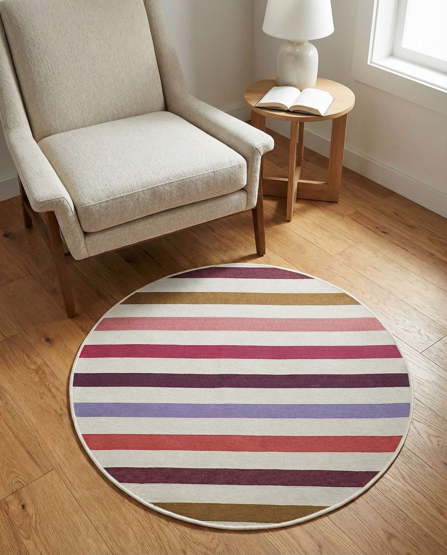 3' x 3' Easy-Clean Ribbon Indoor / Outdoor Round Rug