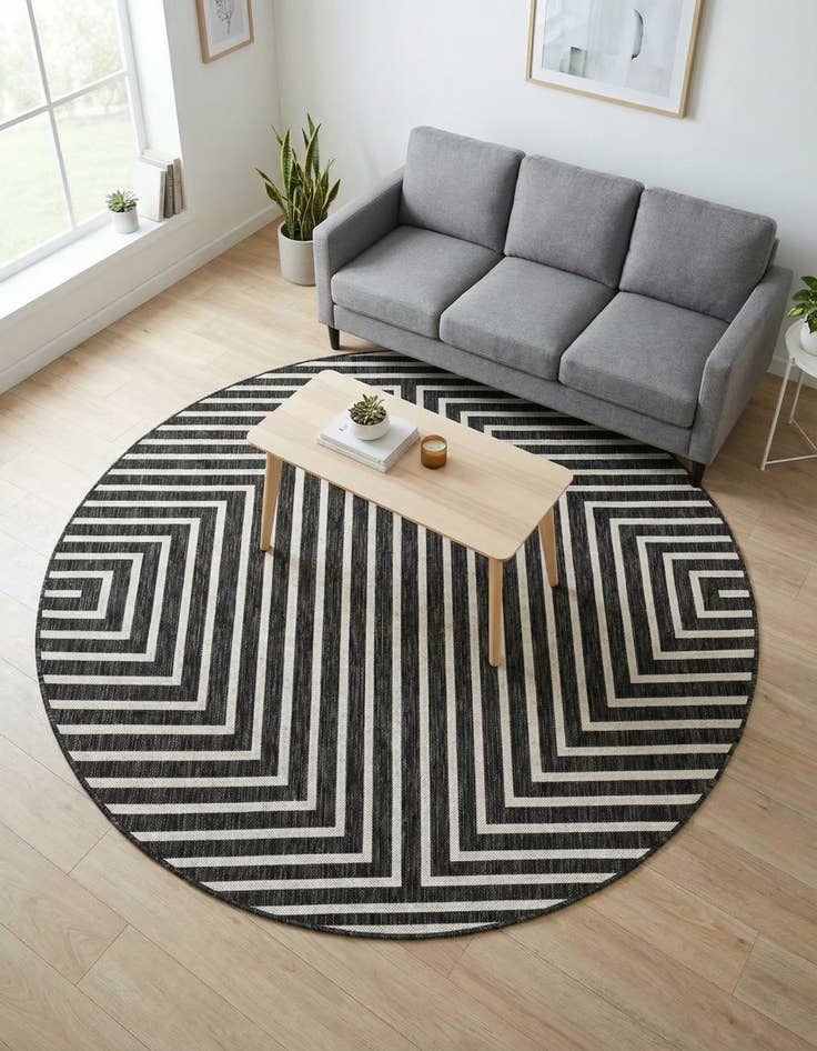 Detail image of 6' x 6'  Washable Modern Indoor / Outdoor Round Rug