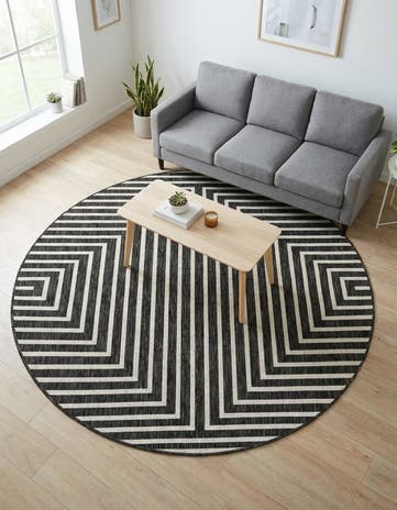 6' x 6' Easy-Clean Modern Indoor / Outdoor Round Rug
