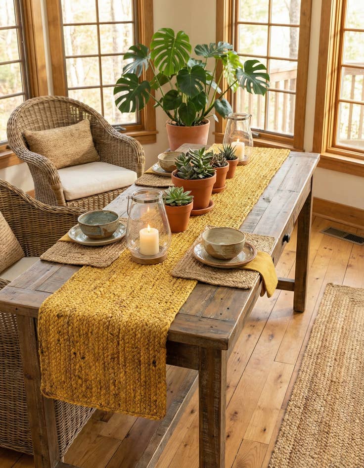 Detail image of 1' 2 x 6' 1 Handmade Braided Jute Table Runner Rug