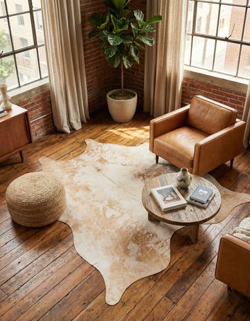 6' 4 x 6' 6 Cowhide Leather Square Rug