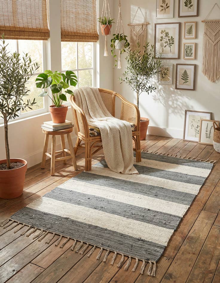 Detail image of 3' 1 x 5' 1 Hand Woven Chindi Rag Rug