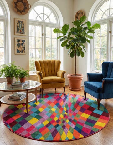 Washable Hyacinth Round Rug