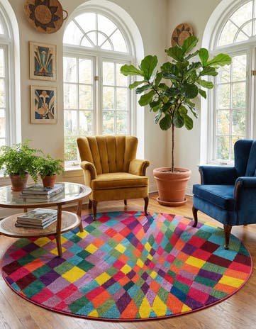 Washable Hyacinth Round Rug