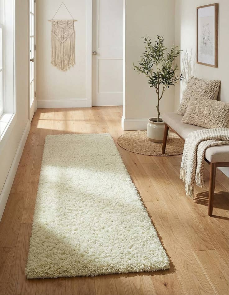 Detail image of 2' x 6' Solid Shag Runner Rug