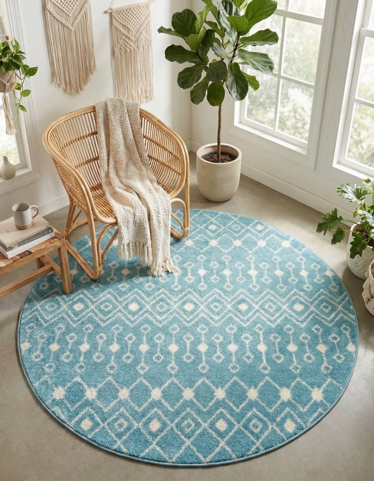 Detail image of 5' 3 x 5' 3 Moroccan Trellis Round Rug