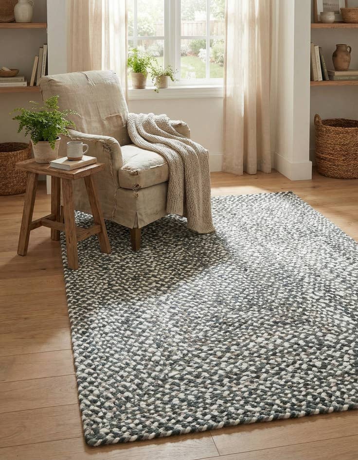 Detail image of 4' 1 x 6' 1  Hand Braided Chindi Rug