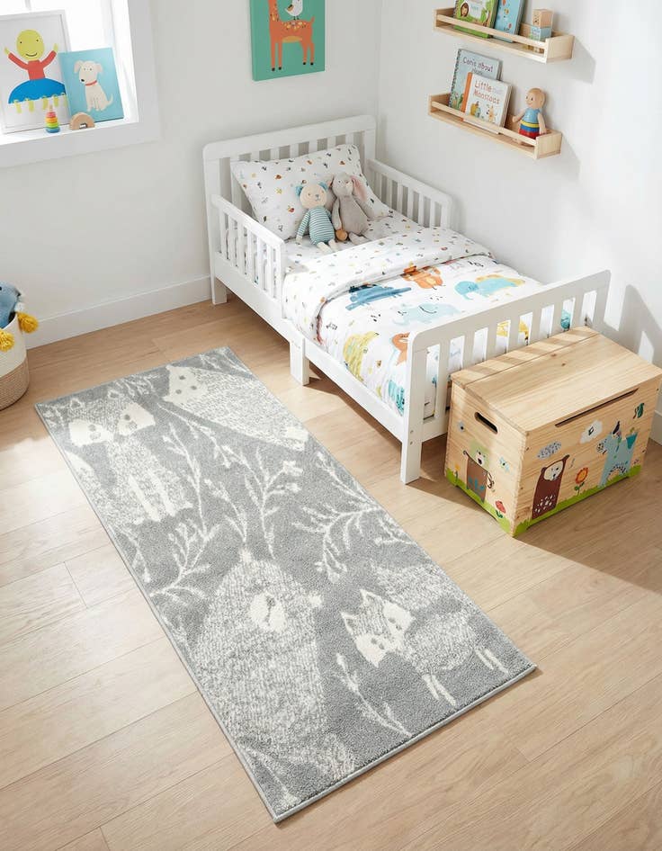 Detail image of 2' 2 x 3' 11 Animals Whimsy Kids Runner Rug