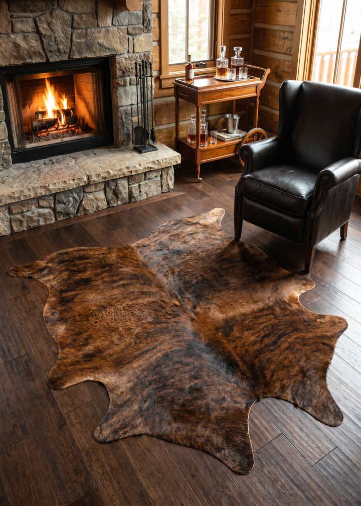 5' x 5' 6 Cowhide Leather Square Rug