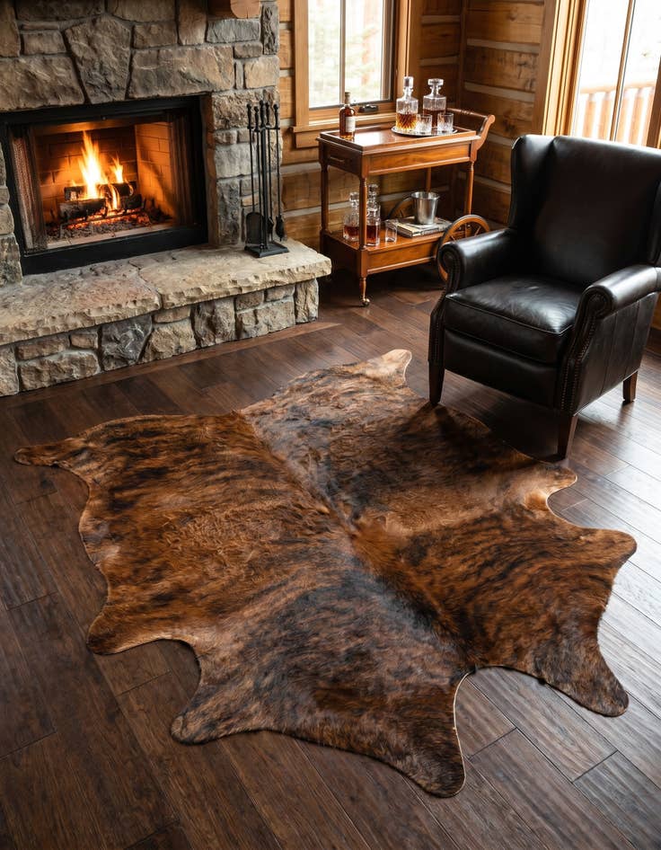 Detail image of 5' x 5' 6 Cowhide Leather Square Rug