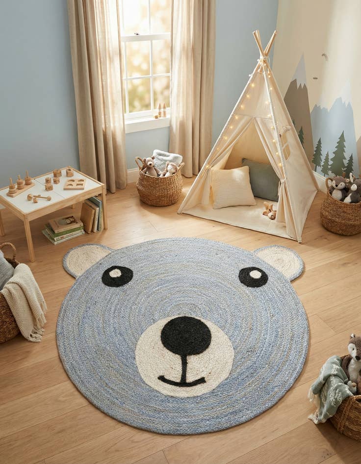 Detail image of 7' 10 x 7' 10  Hand Braided Kids Braided Jute Round Rug