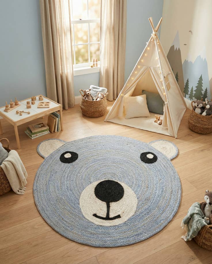 Detail image of 7' 10 x 7' 10 Hand Braided Kids Braided Jute Round Rug