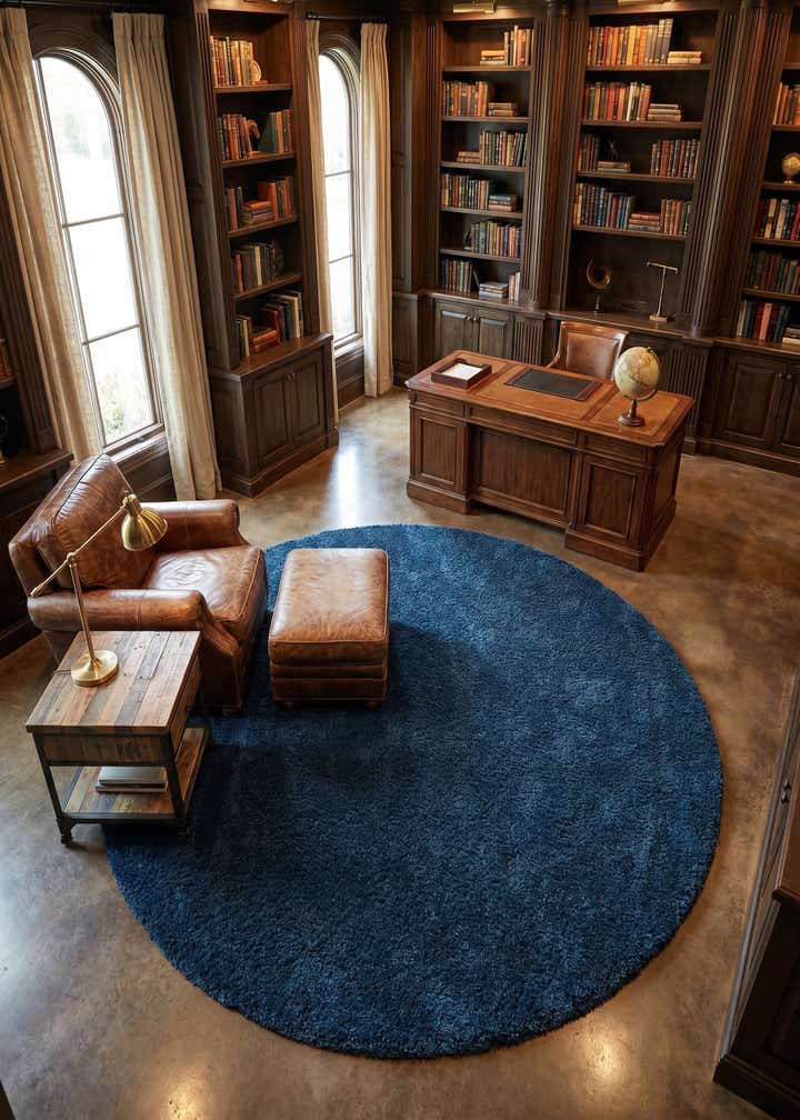 12' x 12' Solid Shag Round Rug