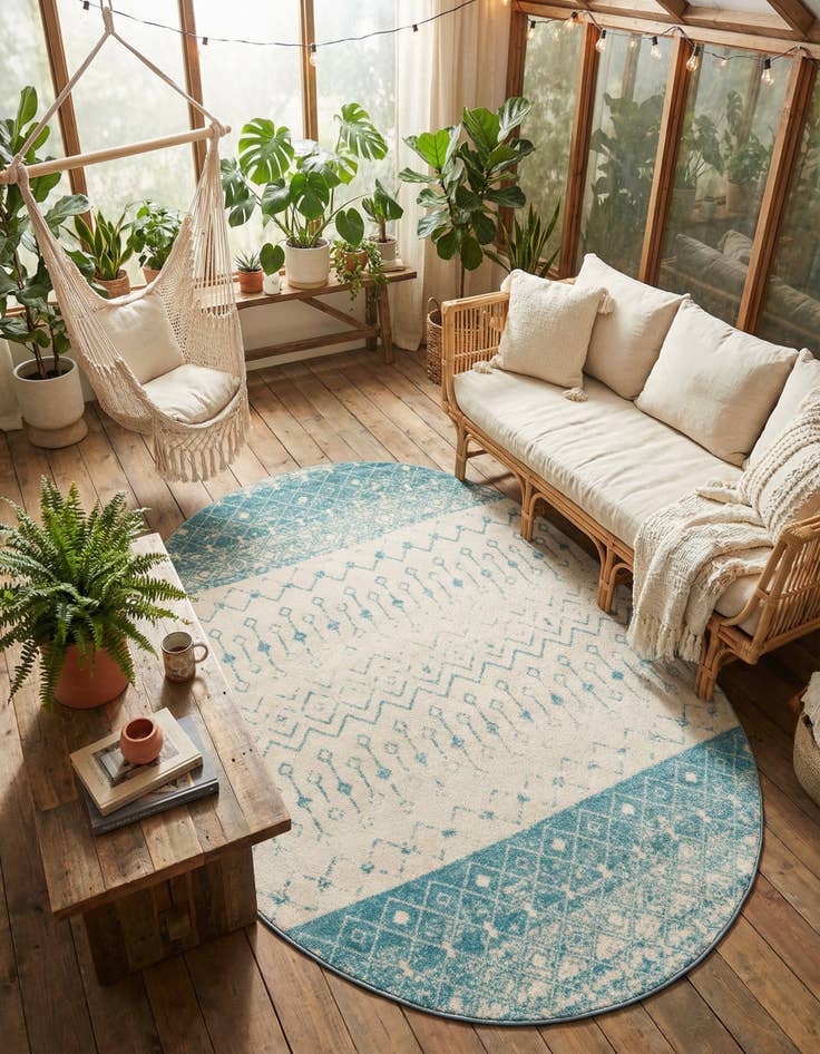 Detail image of 7' 10 x 10' Moroccan Trellis Oval Rug