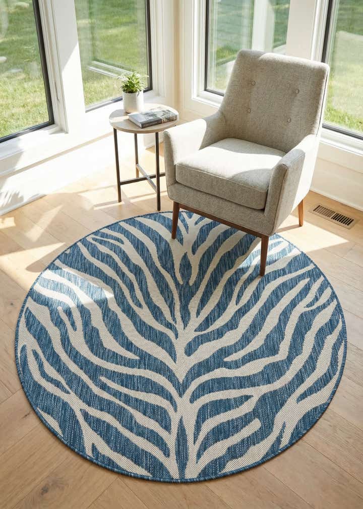4' x 4' Easy-Clean Safari Indoor / Outdoor Round Rug