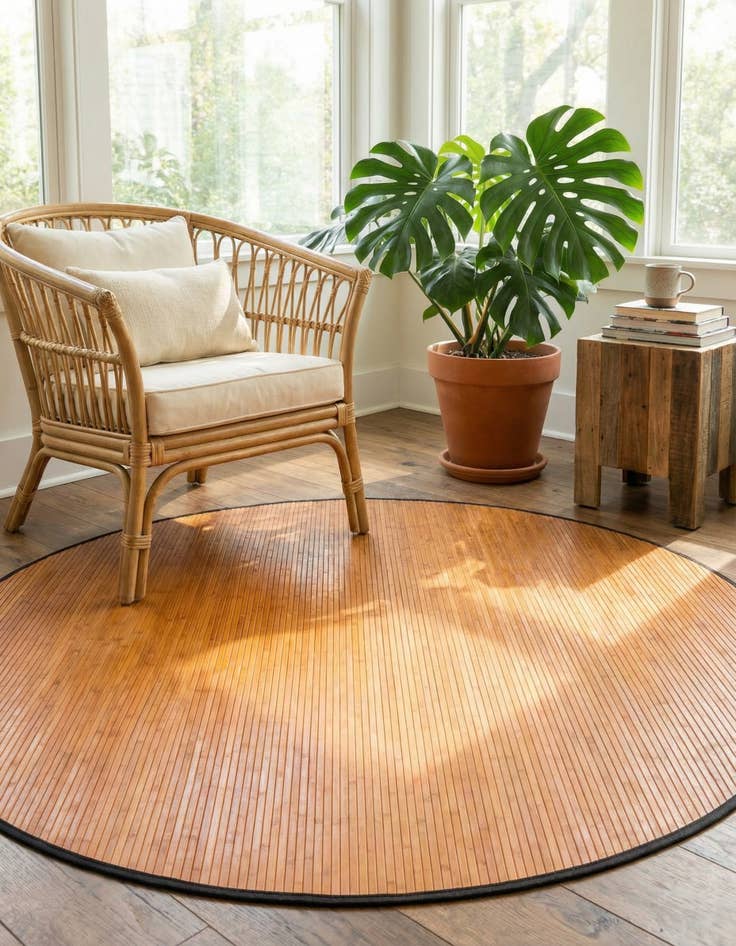 Detail image of 7' x 7' Bamboo Round Rug
