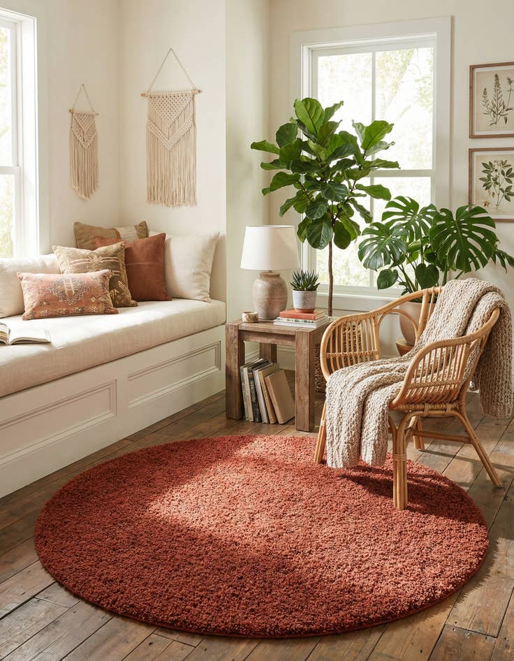 Detail image of 6' x 6' Solid Shag Round Rug