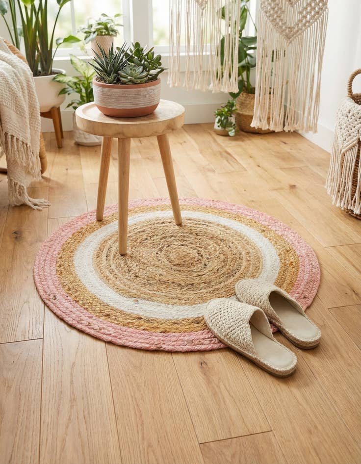 Detail image of 2' x 2' Handmade Braided Jute Round Rug