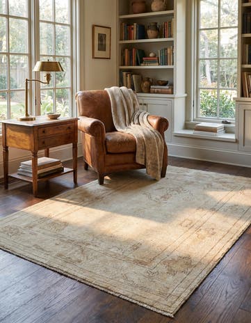 4' 3 x 6' Hand Knotted Oushak Wool Rug