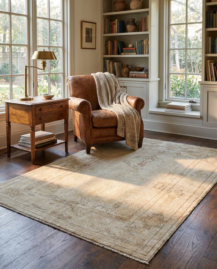 Detail image of 4' 3 x 6' Hand Knotted Oushak Wool Rug