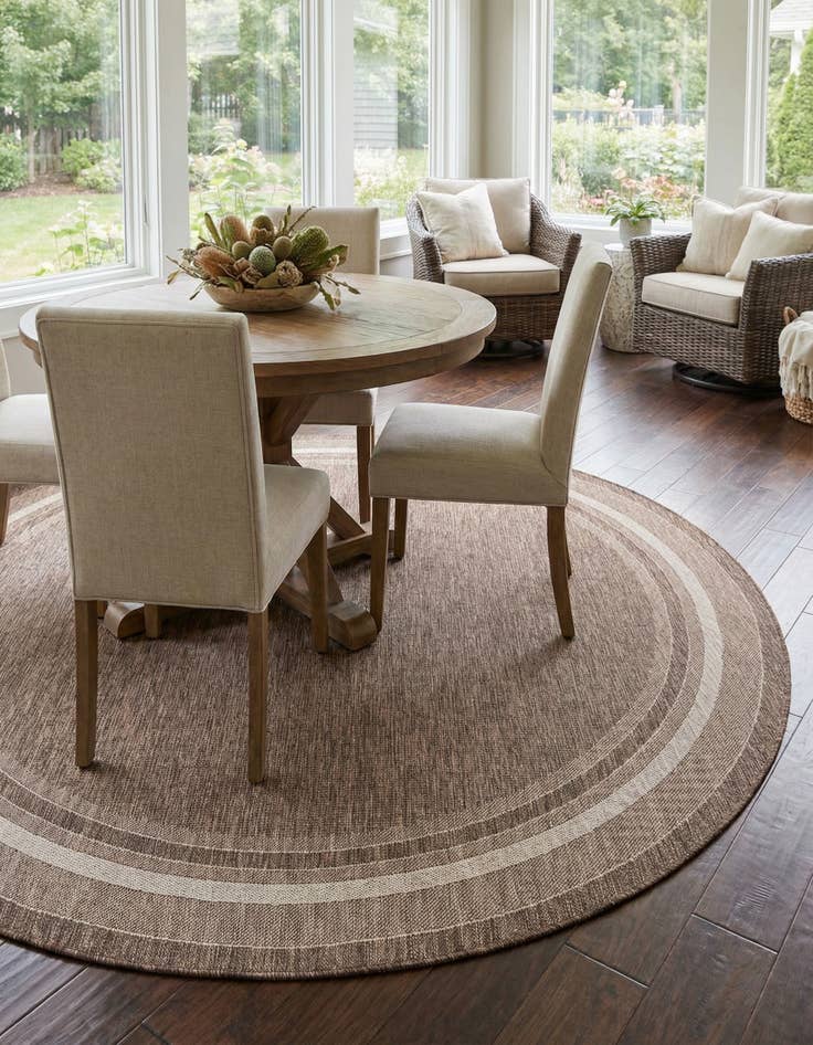 Detail image of 10' x 10' Easy-Clean Border Indoor / Outdoor Round Rug