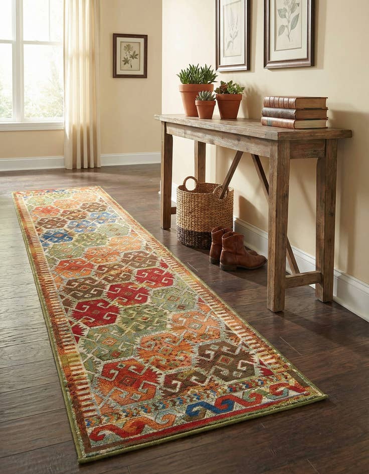 Detail image of 2' 7 x 12'  Washable Southwestern Indoor / Outdoor Runner Rug