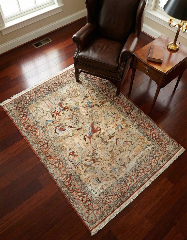 Detail image of 3' 6 x 5' 1 China Silk Rug