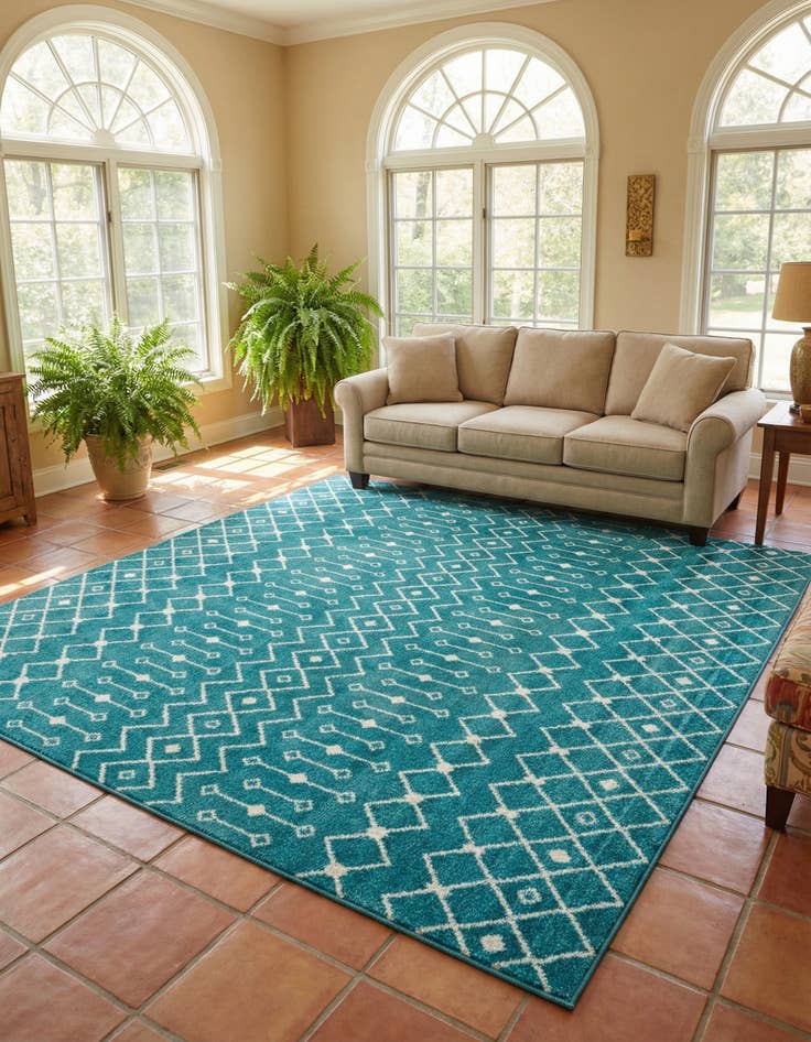 Detail image of 10' x 10' Moroccan Trellis Square Rug