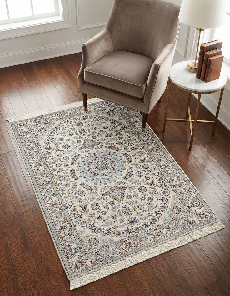 Detail image of 3' 5 x 5' Hand Knotted Nain Persian Rug