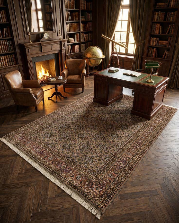 Detail image of 6' 7 x 9' 10 Hand Knotted Farahan Wool Rug