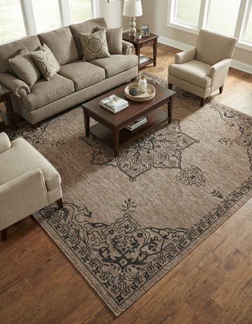 10' x 10' Easy-Clean Traditional Indoor / Outdoor Square Rug