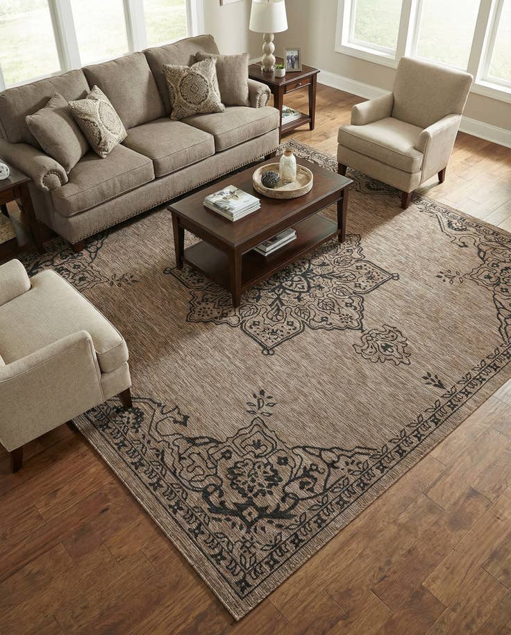 Detail image of 10' x 10' Easy-Clean Traditional Indoor / Outdoor Square Rug