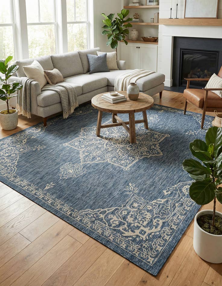 Detail image of 10' x 10' Easy-Clean Traditional Indoor / Outdoor Square Rug