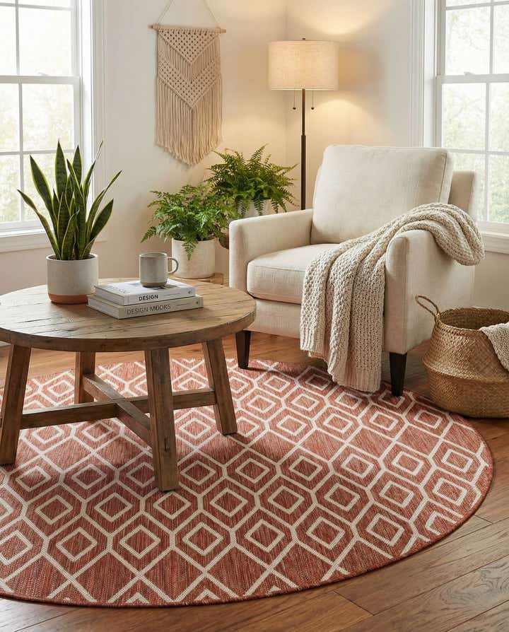 6' 7 x 6' 7 Easy-Clean Jill Zarin Turks and Caicos Indoor / Outdoor Round Rug