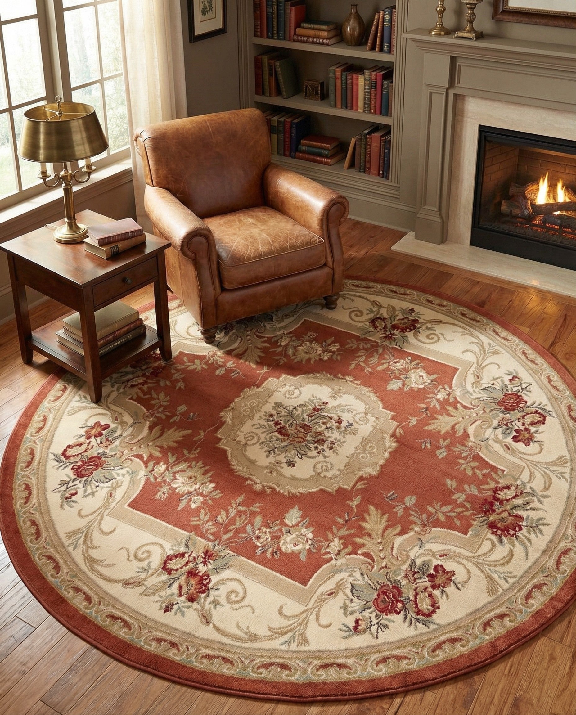 7' 10 x 7' 10 Classic Aubusson Round Rug